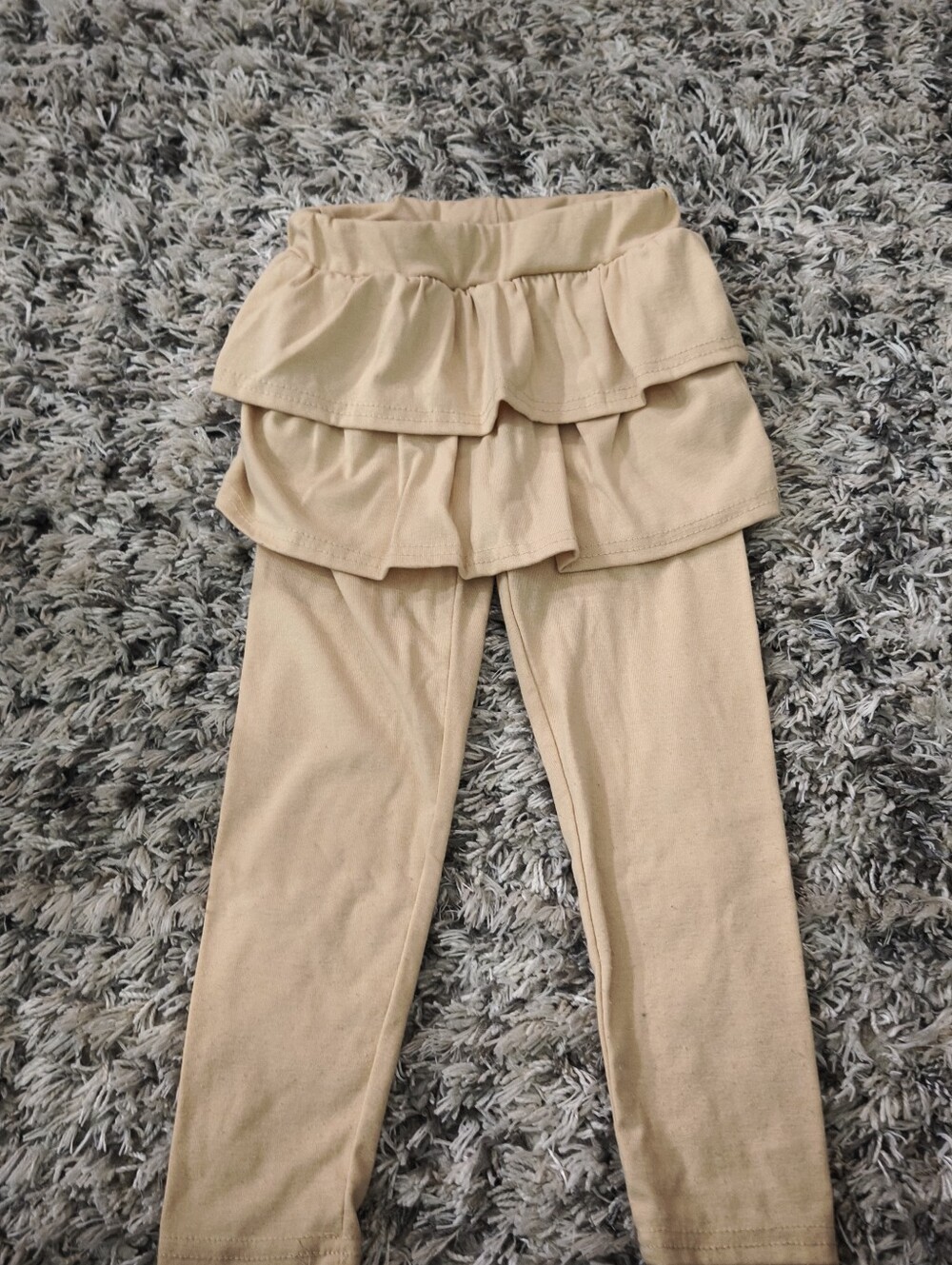 Girls 4-5T Ruffle Skirt Leggings Lot of 3 Black Navy Tan Beige